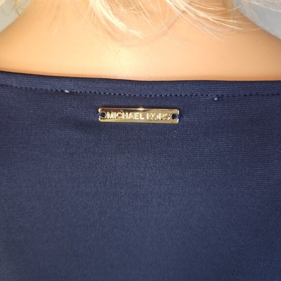 Michael Kors, wrap, blouse, corset, navy blue, size L - Picture 3 of 15